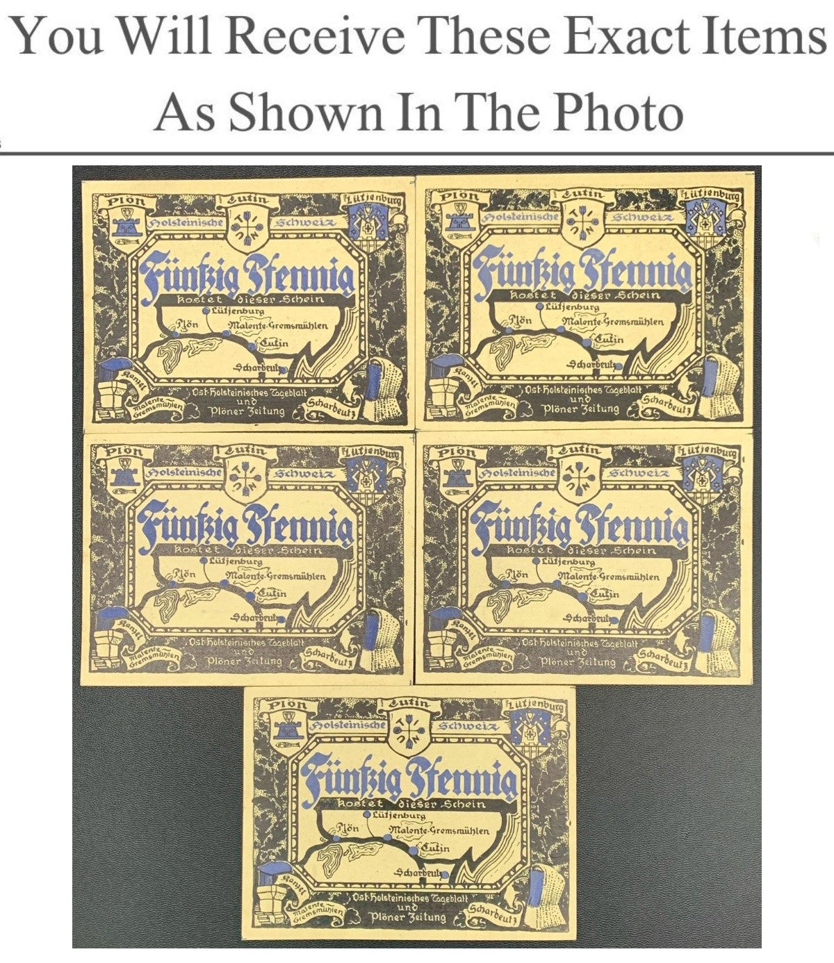 Germany Notgeld HOLSTEINISCHE SCHWEIZ 50 Pfennig 1921 Set 5 pcs