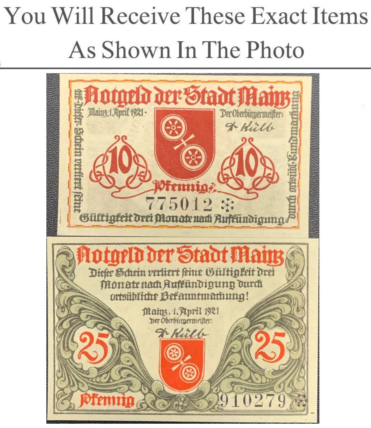 Germany Notgeld MAINZ 10 25 Pfennig 1921 Set 2 pcs