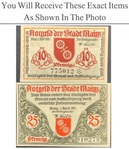 Germany Notgeld MAINZ 10 25 Pfennig 1921 Set 2 pcs