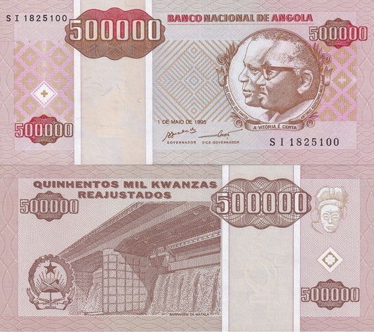 Angola 500000 Kwanzas Reajustados 1995 P 140 UNC