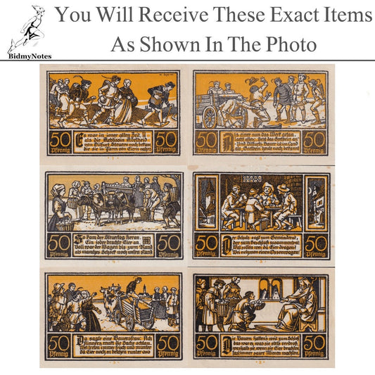 Germany Notgeld DITFURT 50 Pfennig 1921 Set 6 pcs