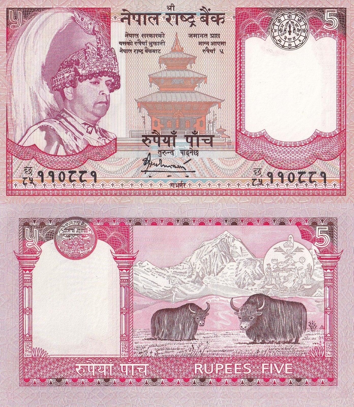 Nepal 5 Rupees ND 2005-2006 P 53 UNC 1/20 Bundle Lot 5 pcs