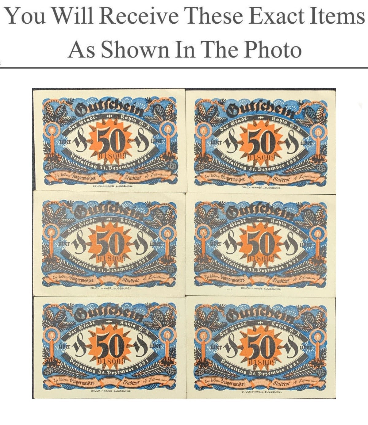 Germany Notgeld KAHLA 50 Pfennig 1921 Full Set 6 pcs