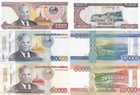 Laos 5000 10000 20000 Kip 2020 P 41A 41B 41C UNC Set 3 pcs