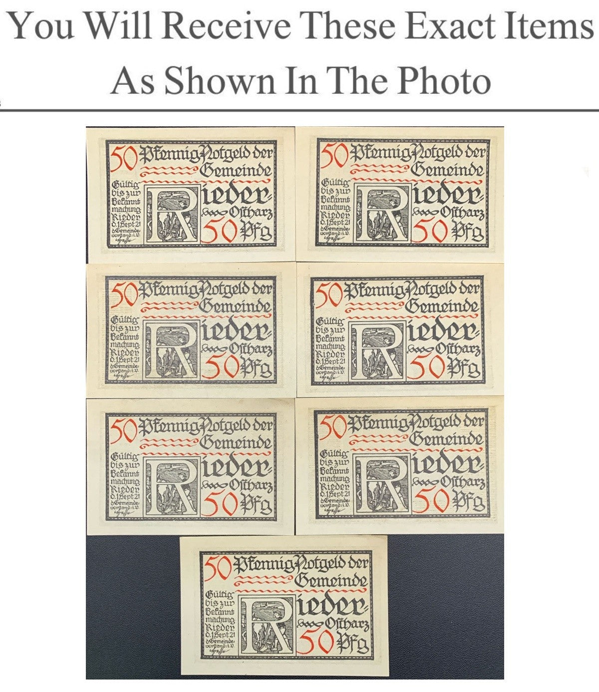 Germany Notgeld RIEDER 50 Pfennig 1921 Full Set 7 pcs