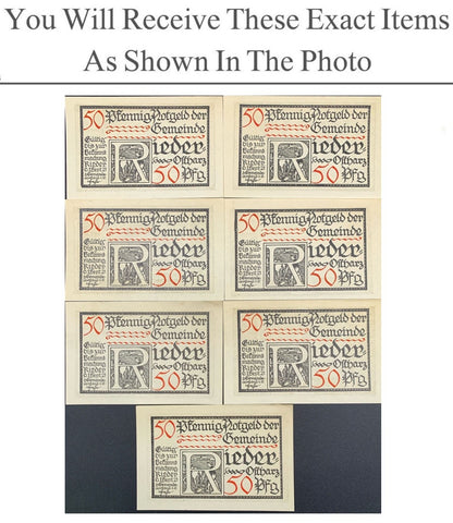 Germany Notgeld RIEDER 50 Pfennig 1921 Full Set 7 pcs