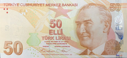 Turkey 50 Turk Lirasi 2009/2025 P 225 New Date UNC