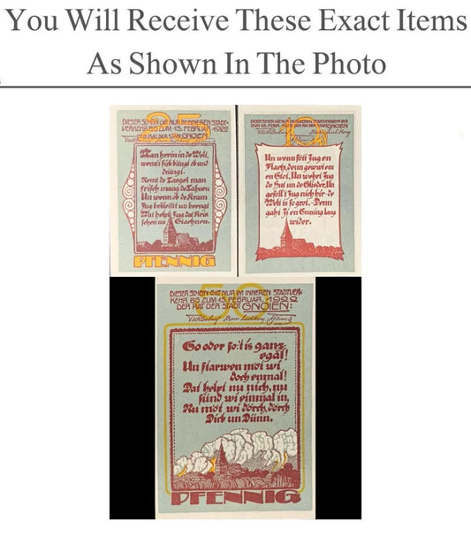Germany Notgeld GNOIEN 10 25 50 Pfennig 1922 Full Set 3 pcs