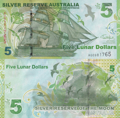 Australia 5 2015 UNC Silver Reserve of the Moon ''Boat'' With Folder