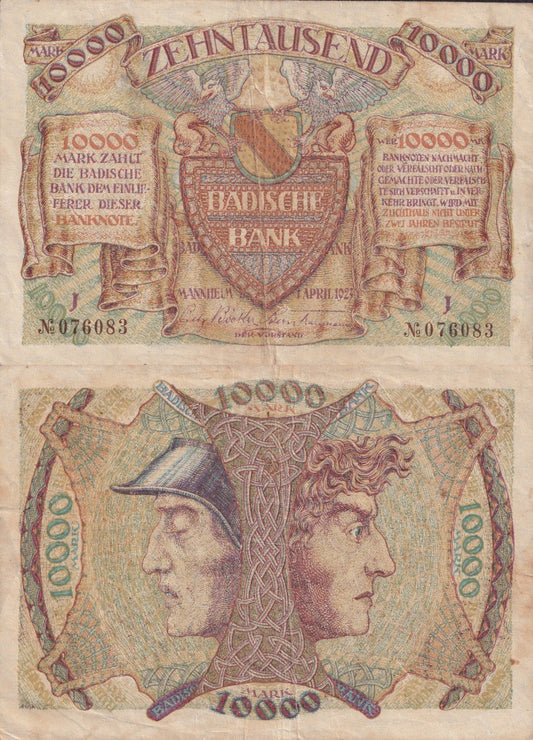 Germany-Baden 10000 Mark 1923 P S910(2) Circulated