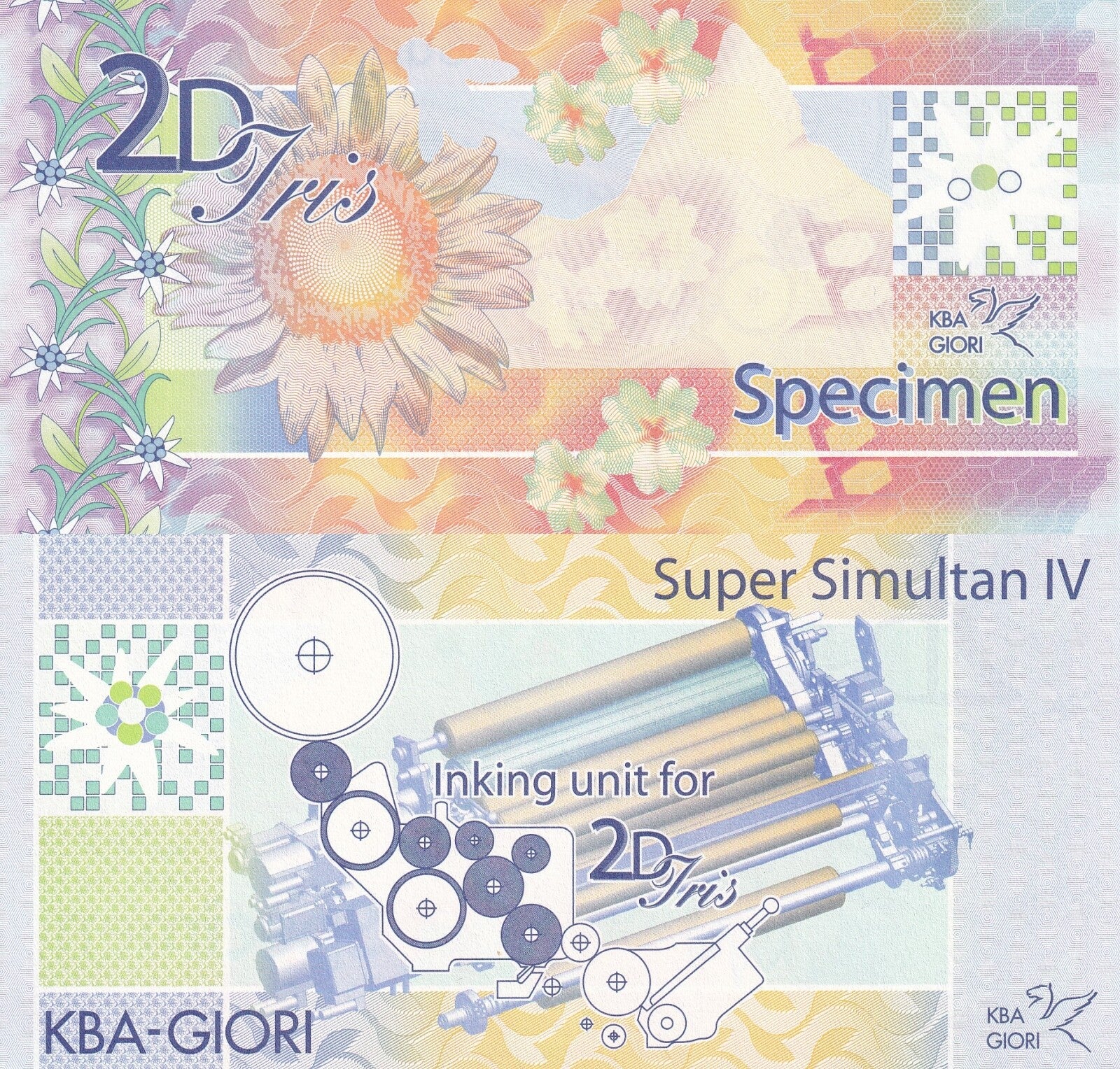 KBA Giori Test Notes Super Simultan IV 2D-Iris Specimen Large Size