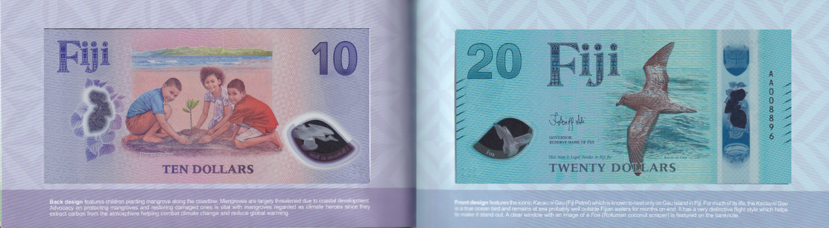 Fiji 5-100 $ 2026 P New Polymer Design UNC Set 5 pcs AA Prefix Match LOW S/N W/F