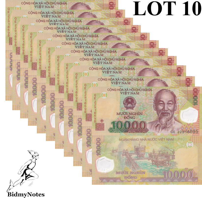 Viet Nam Vietnam 10000 Dong 2022 P 119 Polymer UNC 1/10 Bundle LOT 10 pcs