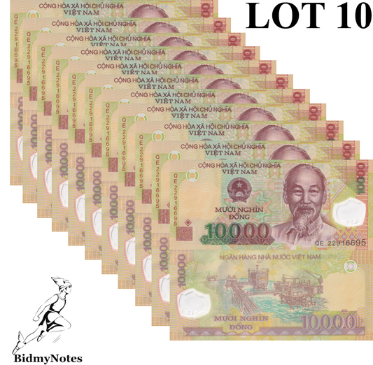 Viet Nam Vietnam 10000 Dong 2022 P 119 Polymer UNC 1/10 Bundle LOT 10 pcs