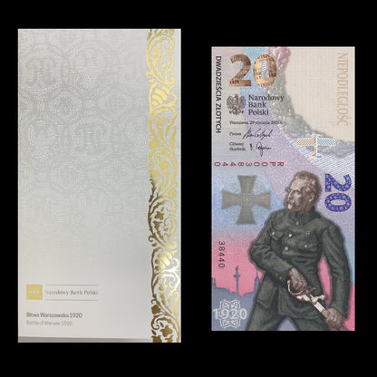 Poland 20 Zlotych 2020 P 194 UNC Commemorative Warsaw Battle  With Folder