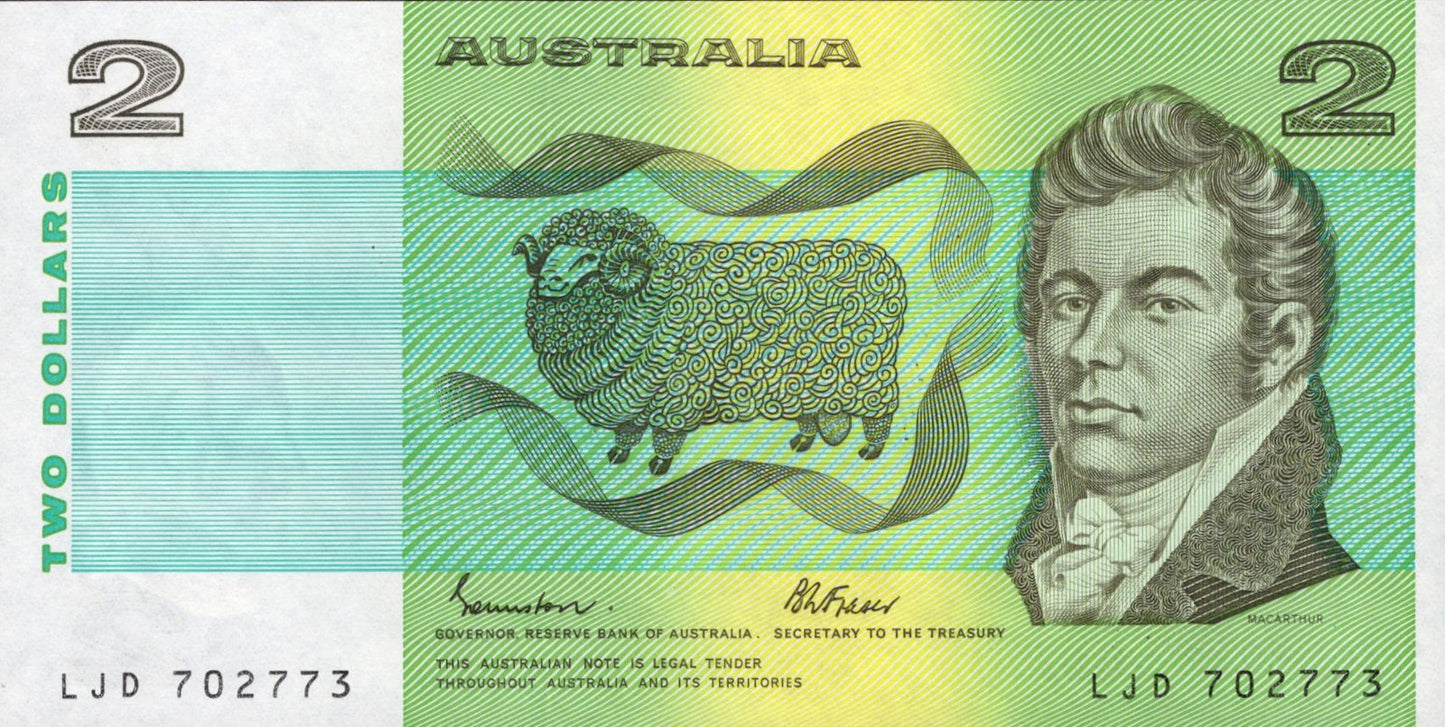 Australia 2 Dollars 1966-1972 P 38 UNC
