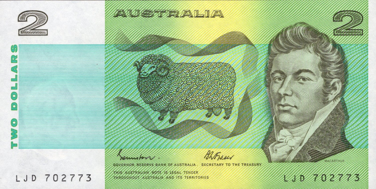 Australia 2 Dollars 1966-1972 P 38 UNC