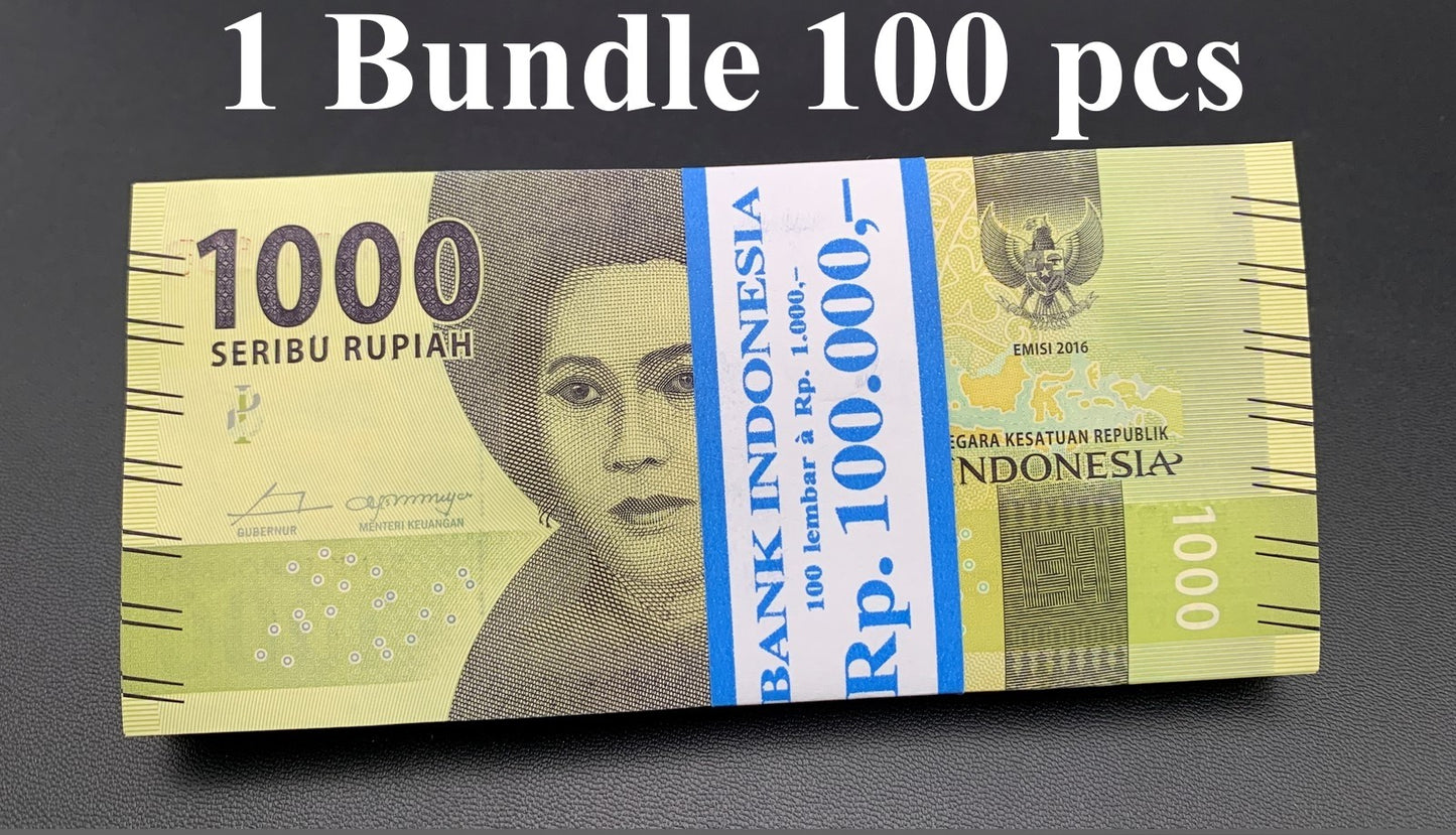 Indonesia 1000 Rupiah 2016/2018 P 154c Random Sign UNC 1 Bundle Lot 100 pcs