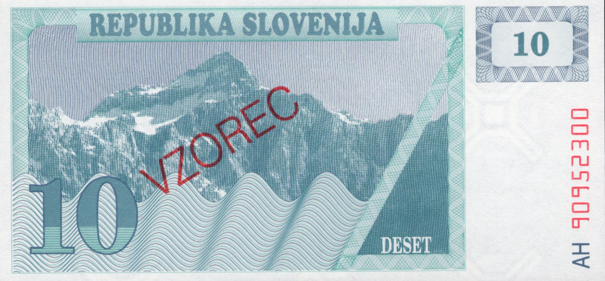 Slovenia 10 Tolarjev 1990 P 4 UNC Specimen