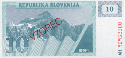 Slovenia 10 Tolarjev 1990 P 4 UNC Specimen