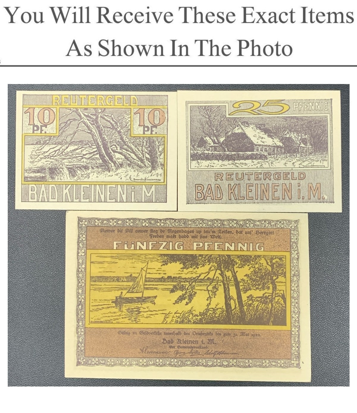 Germany Notgeld BAD KLEINEN 10 25 50 Pfennig 1921 Full Set 3 pcs