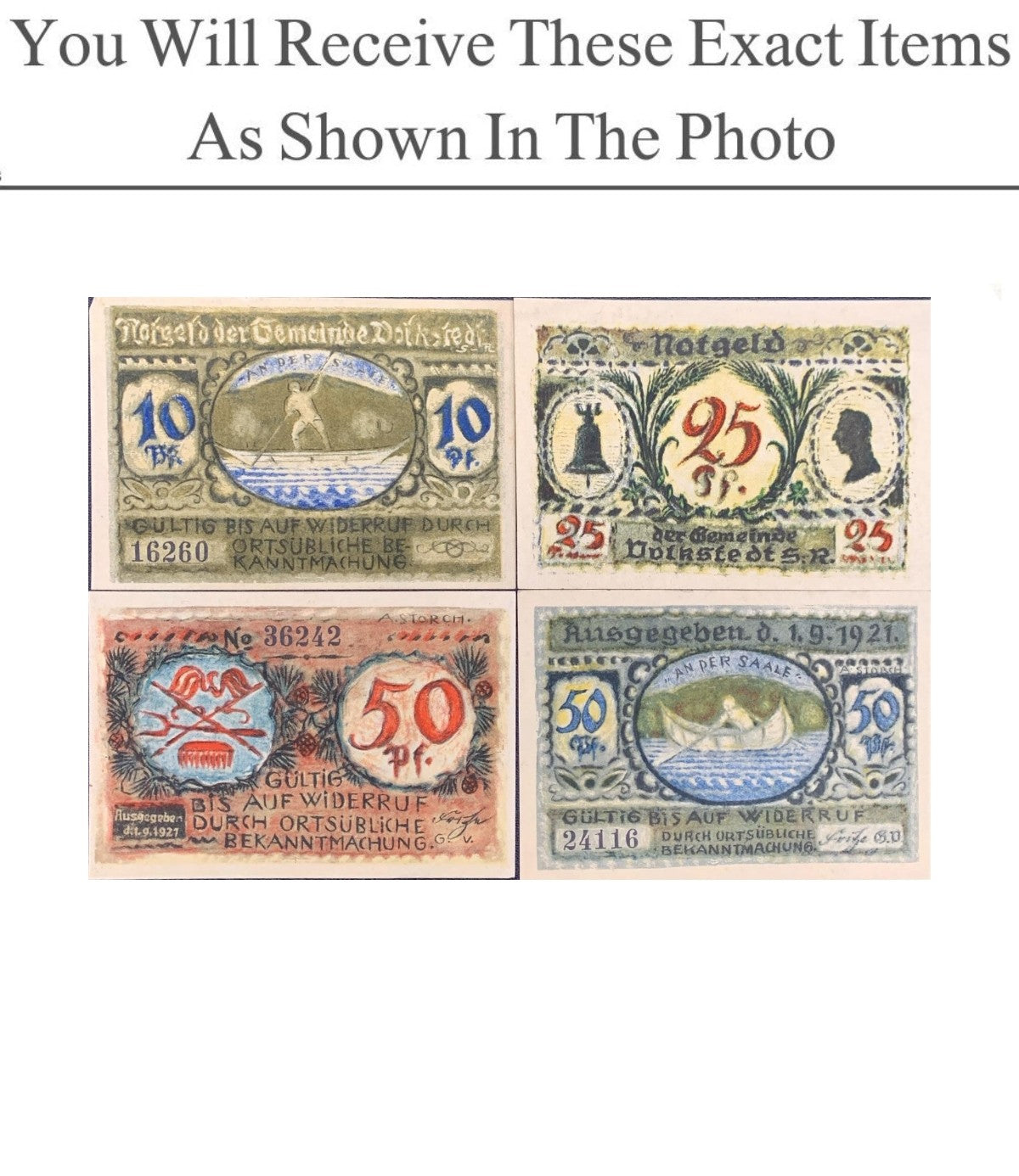 Germany Notgeld VOLKSTEDT 10 25 50 Pfennig 1921 Full Set 4 pcs