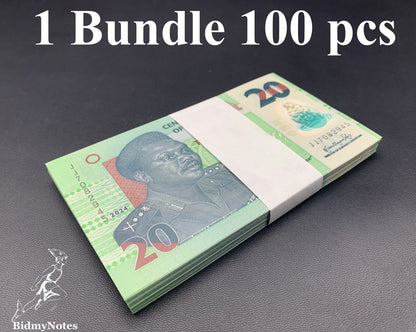 Nigeria 20 Naira 2024 P 34 Polymer UNC Mix No. 1 Bundle 100 pcs