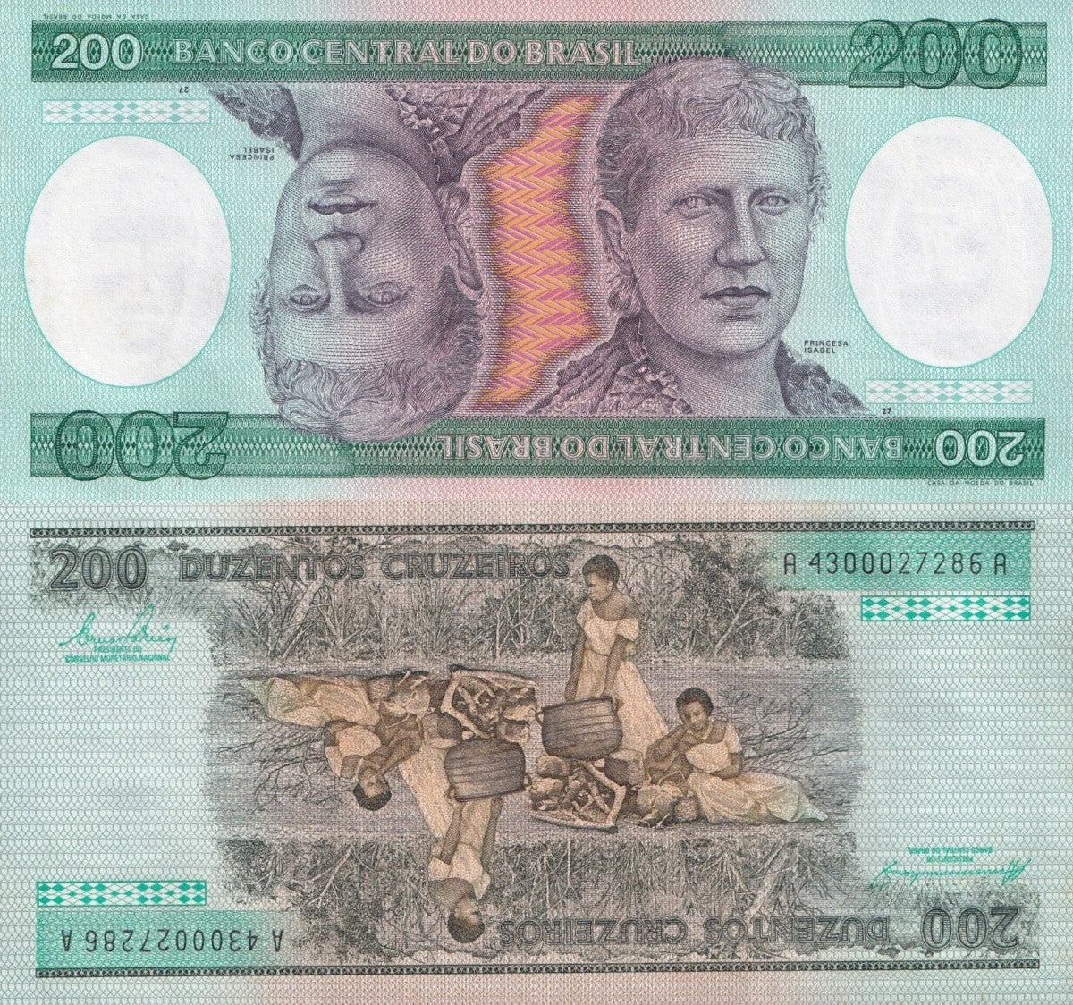 Brazil 200 Cruzeiros ND 1981-1984 P 199 UNC FOXING 1/5 Bundle Lot 5 pcs