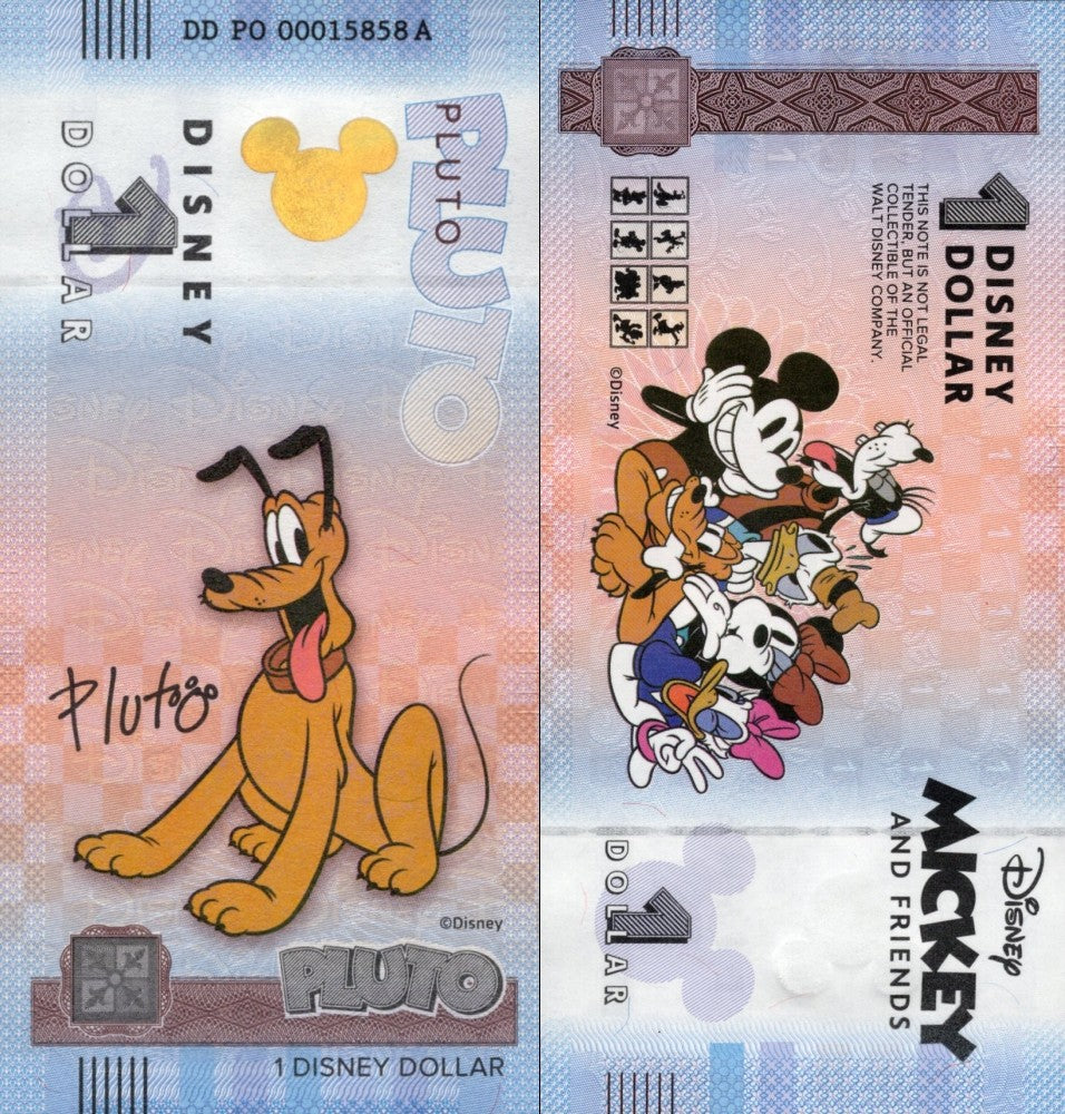Disney Official Mickey Mouse & Frinds 1 Dollar 2025 Pluto UNC With Folder