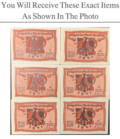 Germany Notgeld ARNSTADT 10 Pfennig 1921 Full Set 6 pcs