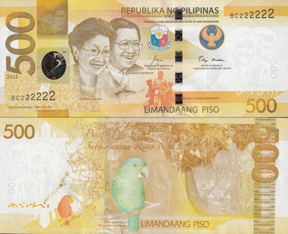 Philippines 500 Piso 2023 P 234 UNC Fancy SOLID 2 - 222222