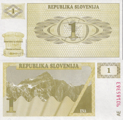 Slovenia 1 Tolar 1990 P 1 UNC 1/20 Bundle Lot 5 pcs