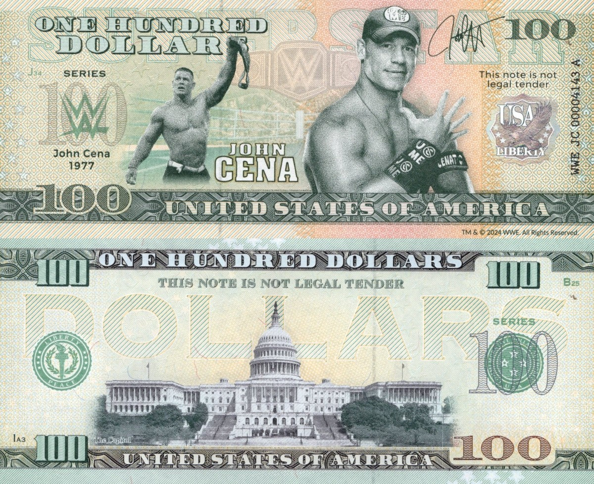 USA John Cene 100 Dollars WWE TEST NOTE 2024 UNC