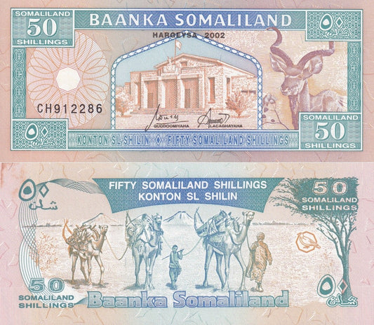 Somaliland 50 Shillings 2002 P 7d UNC MINOR FOXING