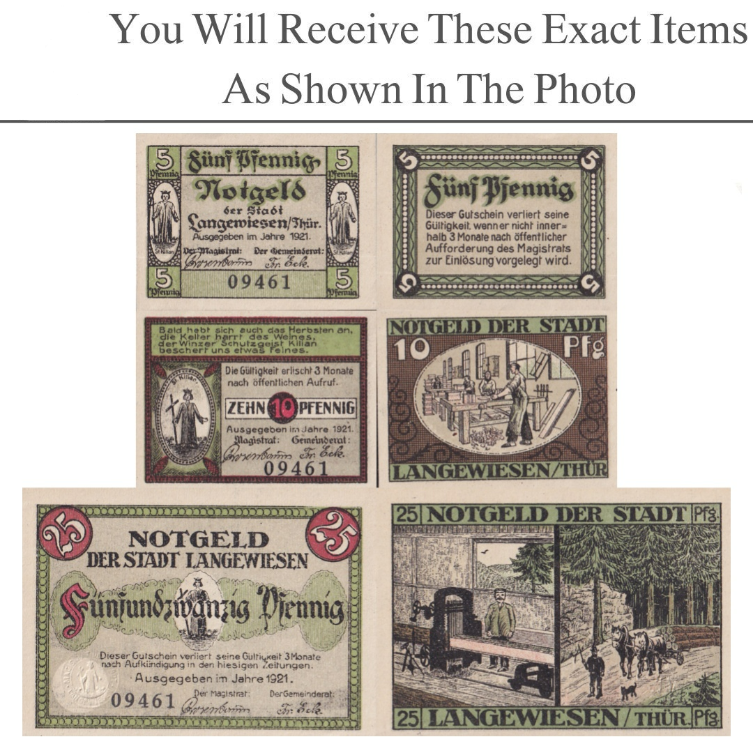 Germany Notgeld LANGEWIESEN 5 10 25 Pfennig 1921 Set 3 pcs