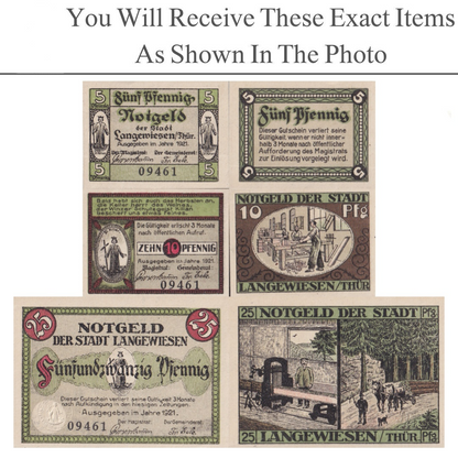 Germany Notgeld LANGEWIESEN 5 10 25 Pfennig 1921 Set 3 pcs