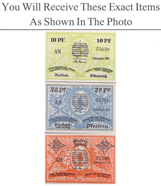 Germany Notgeld OBERHOF 10 25 50 Pfennig 1919 Full Set 3 pcs