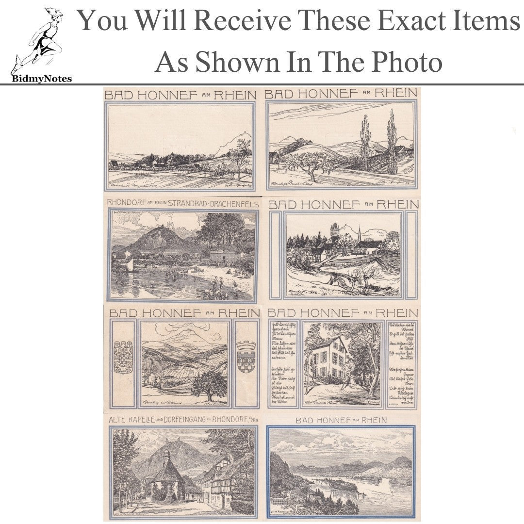 Germany Notgeld BAD HONNEF 50 99 Pfennig 1921 Set 8 pcs