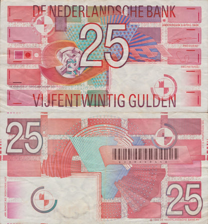 Netherlands 25 Gulden 1989 P 100 VF