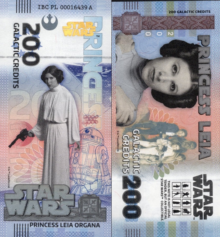 Disney Official Star Wars 200 Galactic Credits 2025 Princess Leia UNC W/F