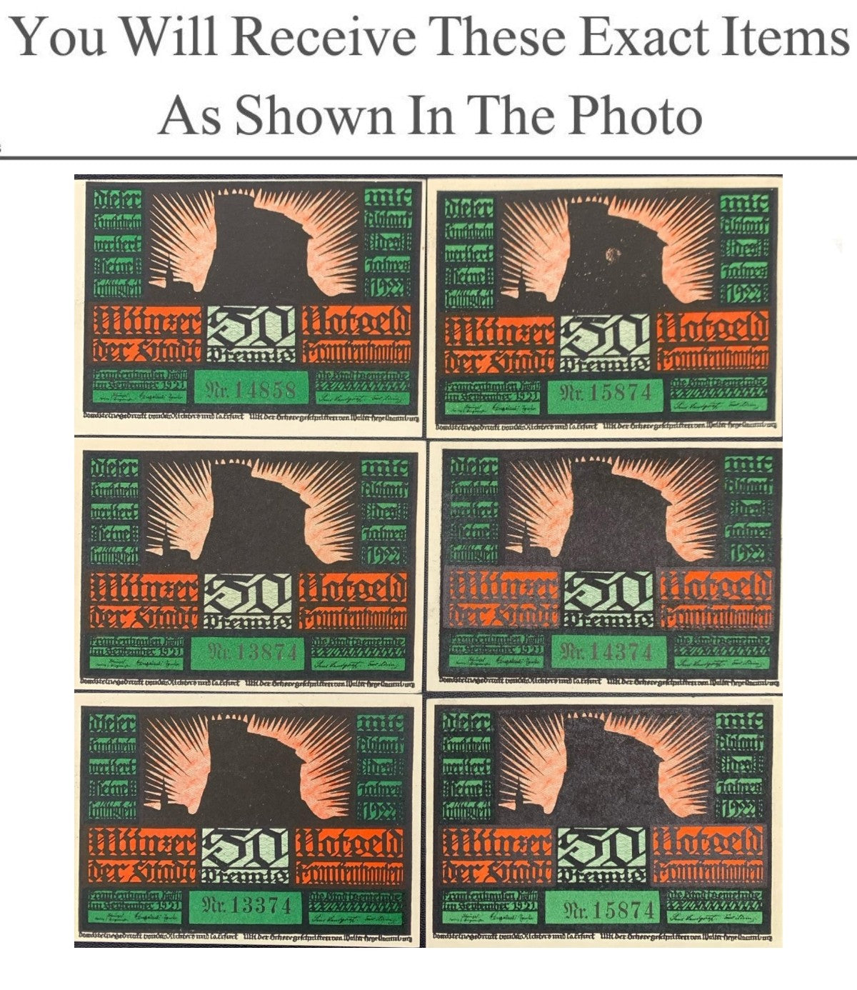 Germany Notgeld  FRANKENHAUSEN 50 Pfennig 1921 Full Set 6 pcs