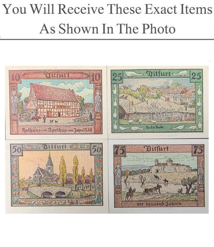 Germany Notgeld DITFURT 10 25 50 75 Pfennig 1921 Set 4 pcs