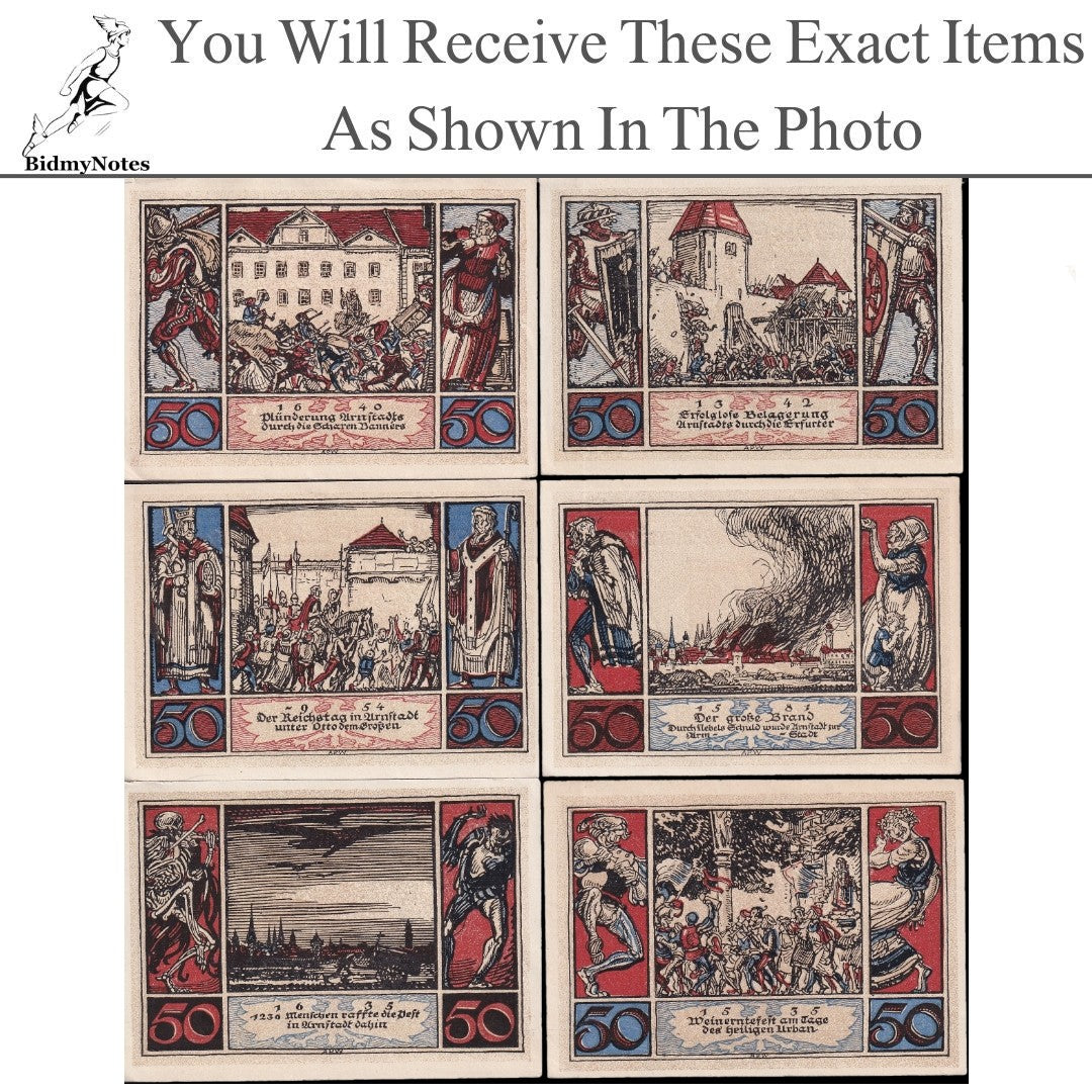 Germany Notgeld ARNSTADT 50 Pfennig 1921 Set 6 pcs