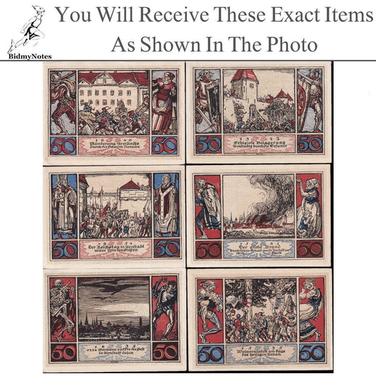Germany Notgeld ARNSTADT 50 Pfennig 1921 Set 6 pcs