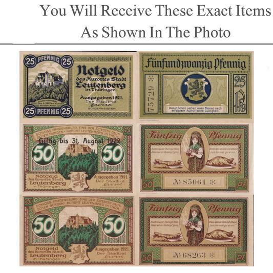 Germany Notgeld LEUTENBERG 25 50 Pfennig 1921 Set 3 pcs