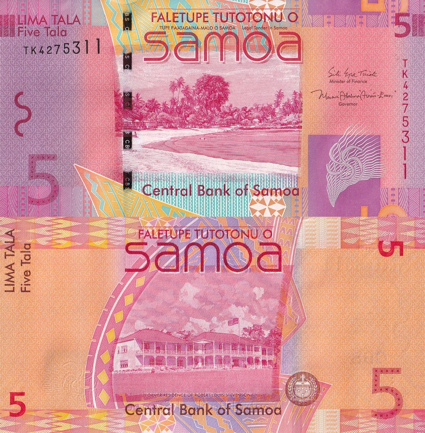 Samoa 5 Tala 2017 P 38c UNC