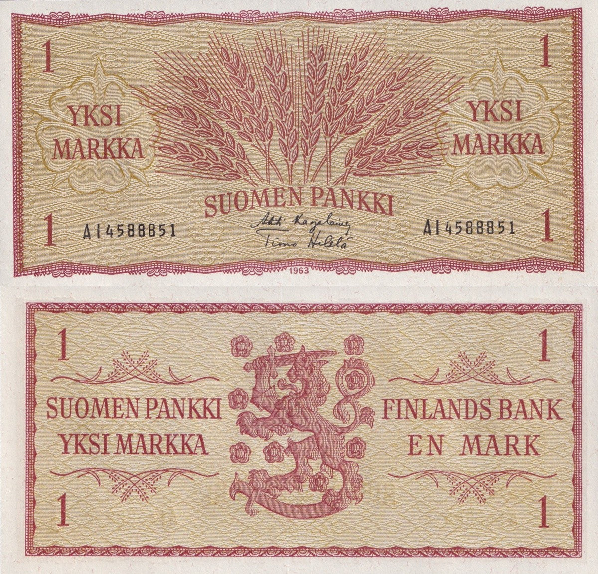 Finland 1 Markka 1963 P 98 UNC