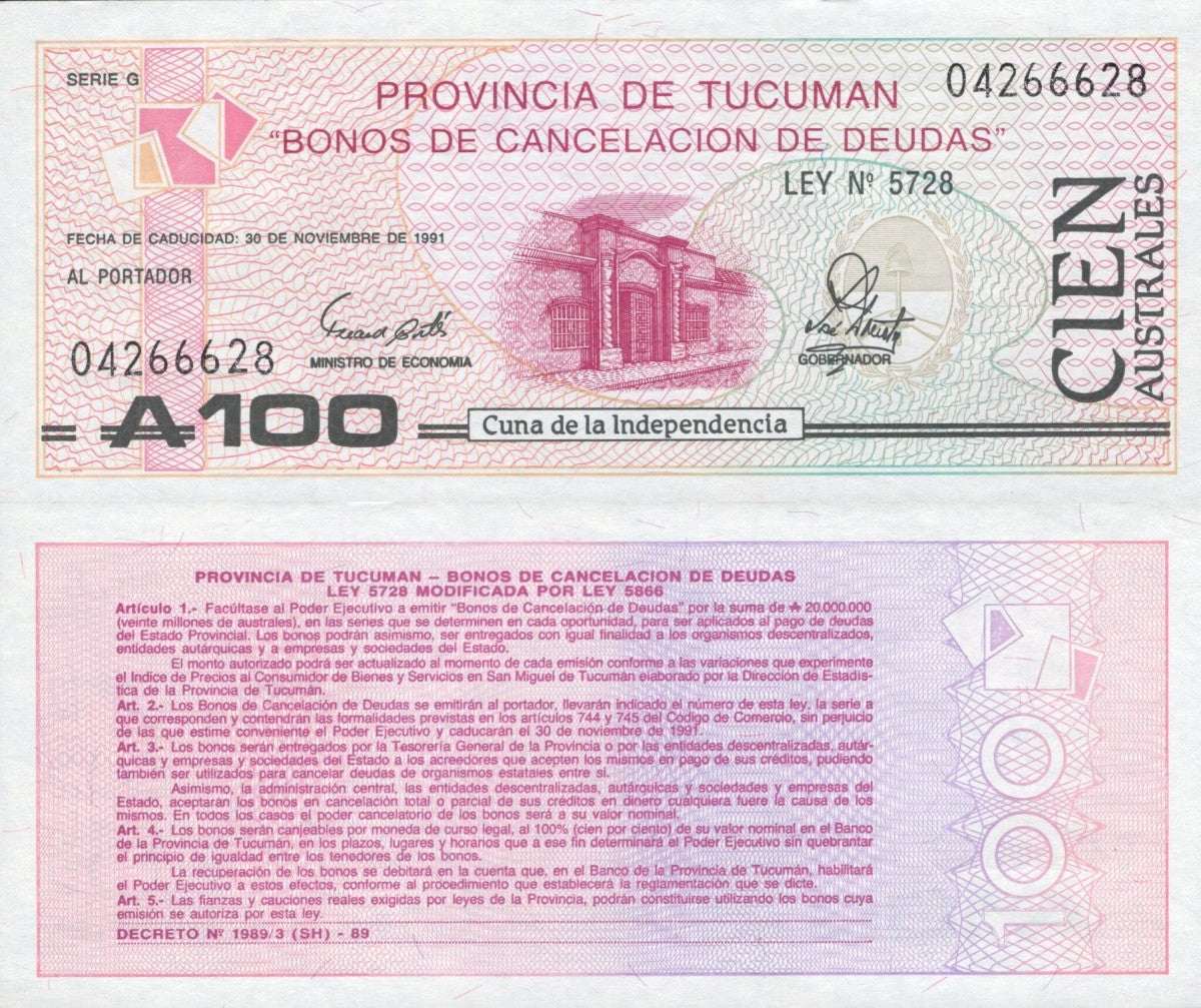 Argentina 100 Australes 1991 P S2715(1) UNC