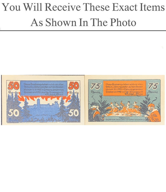 Germany Notgeld SCHIERKE 50 75 Pfenning 1921 Set 2 pcs