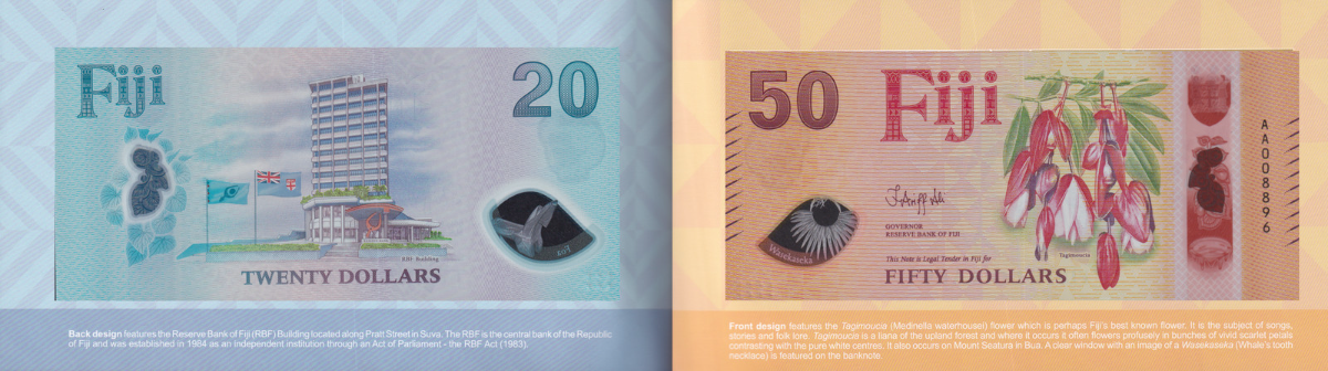 Fiji 5-100 $ 2026 P New Polymer Design UNC Set 5 pcs AA Prefix Match LOW S/N W/F